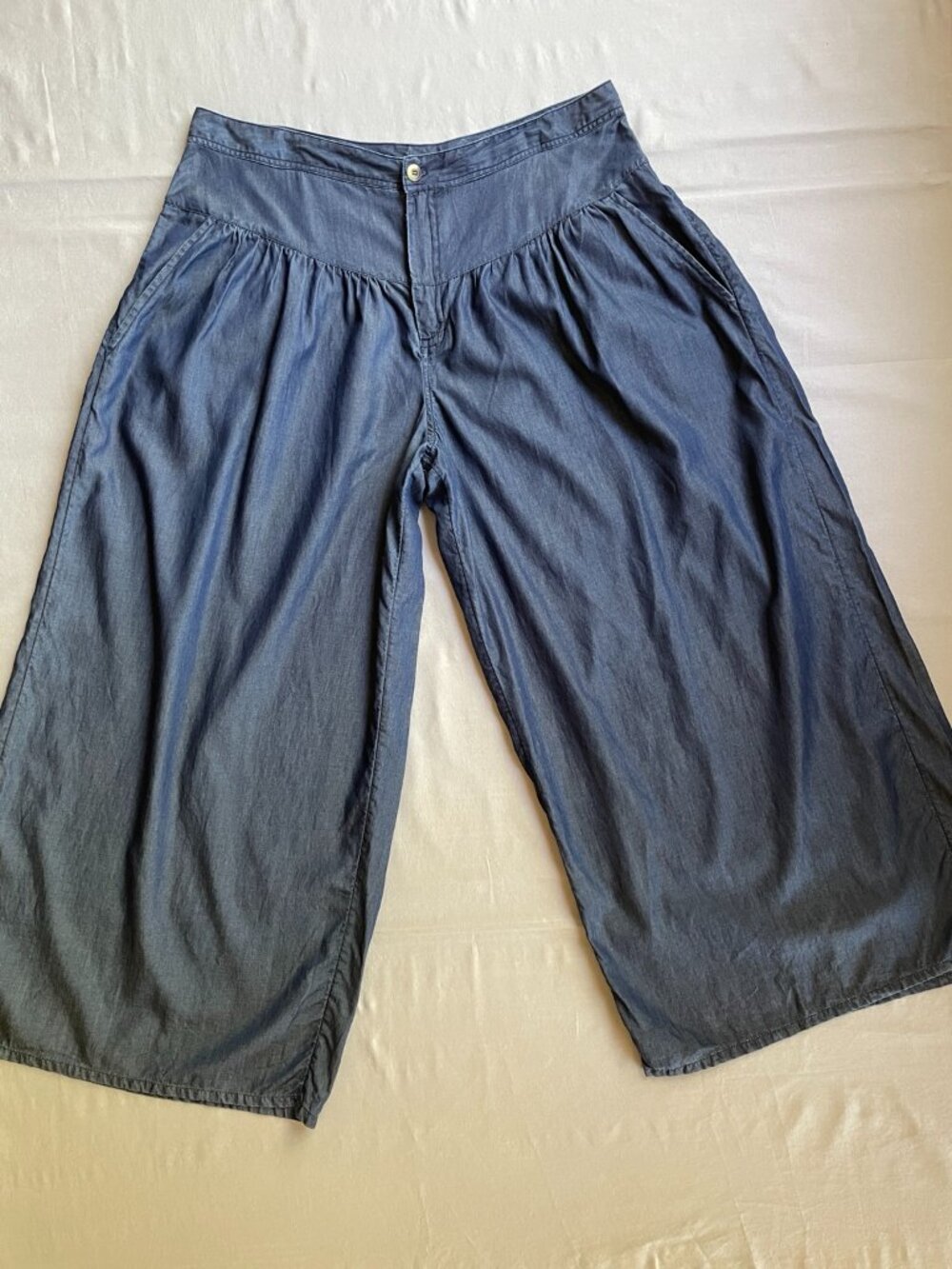 Pyramid Collection Chambray Super Wide Leg Palazzo Pants XL